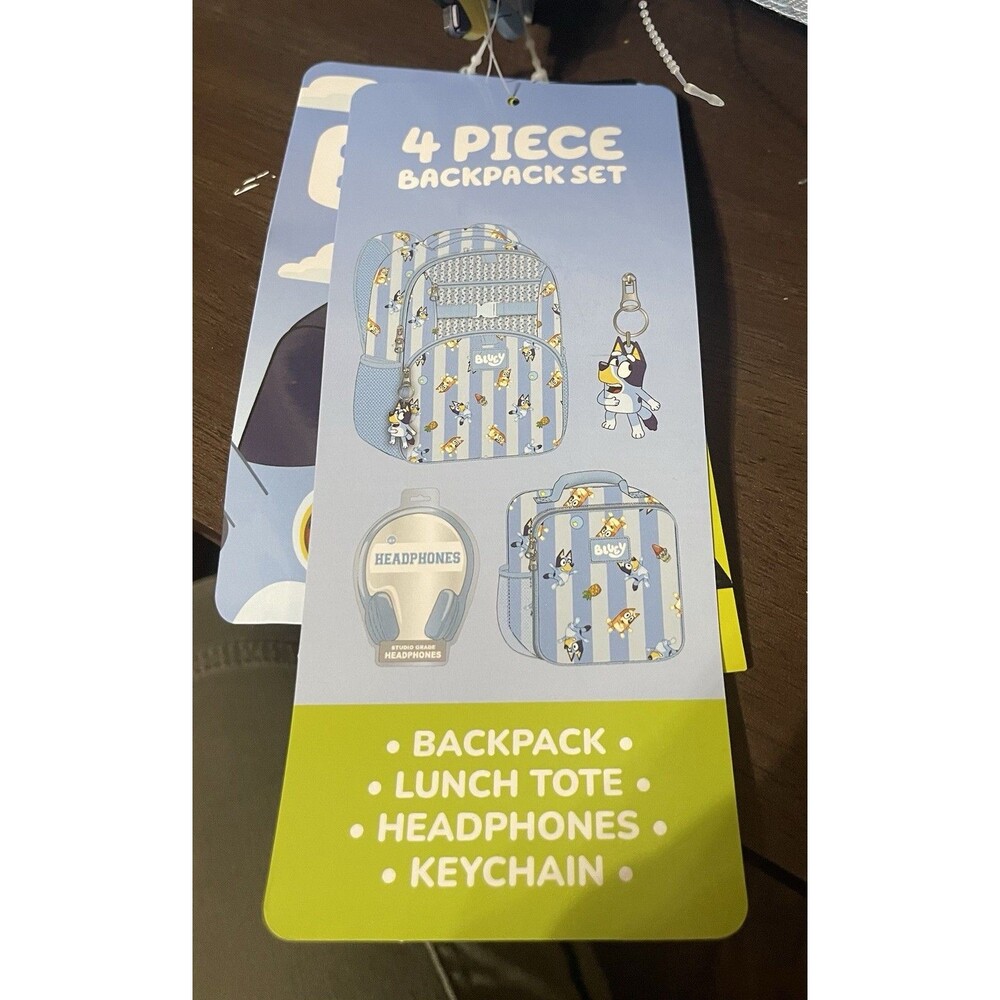 Bluey Unisex 17" Backpack Lunch Box & Headphones 4pc Set Sister Dance New NWT - Picture 6 of 7